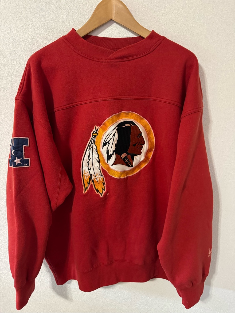 Vintage 90s Washington Redskins Lee Embroidered Crewneck Sweatshirt Red NFC-XL